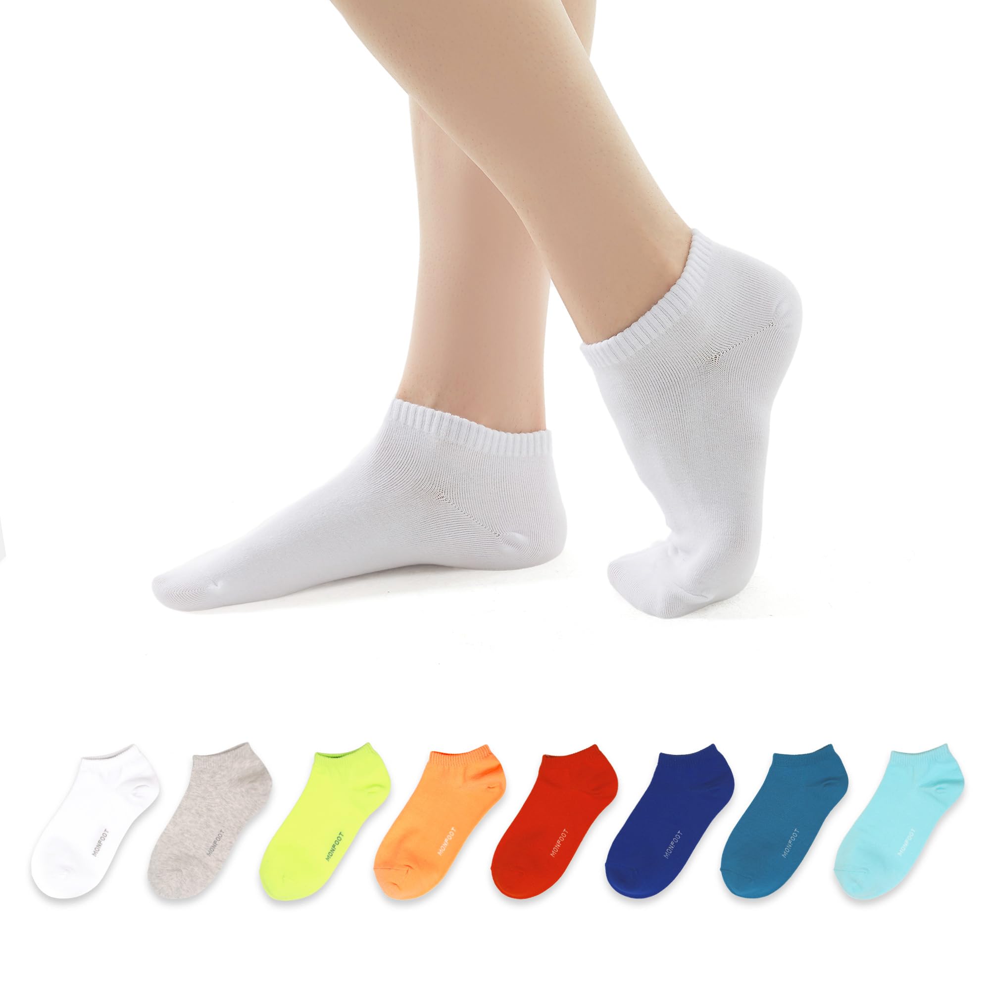 MONFOOT Men's/Women's 10-20 Pairs Thin Cotton Low Cut Ankle Socks, Multipack
