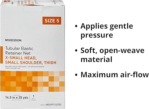 Vista 49 de McKesson Red de retención elástica tubular, no estéril, mano, brazo, pierna, pie, tamaño 2, 7 1/2 pulgadas x 25 yardas, 1 unidad, 1 paquete