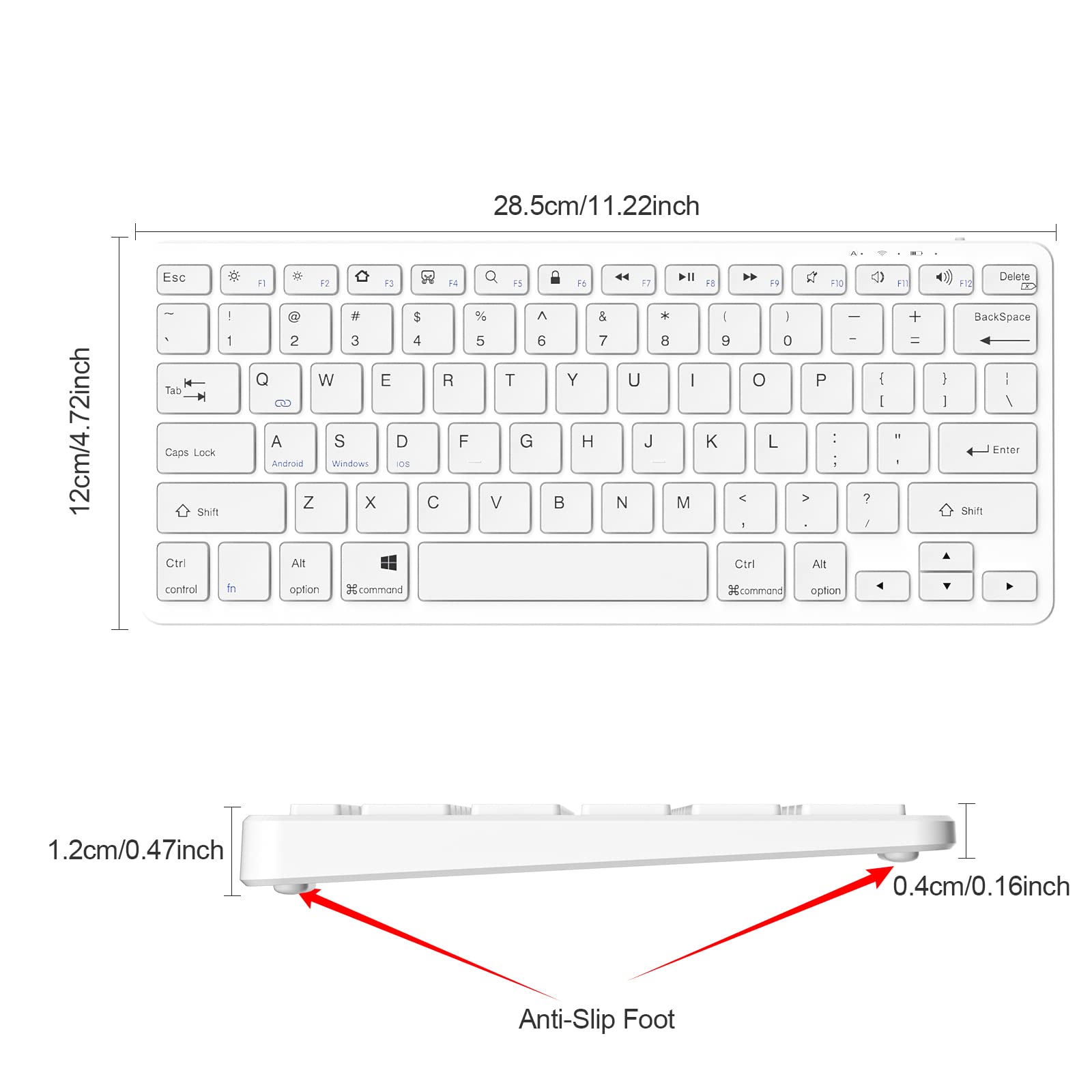 Teclado Bluetooth para iPad Teclado inalámbrico compatible con iPad 10ª/10.2 (9ª/8ª/7ª generación), Air 5ª/4ª, Pro 11/12.9, 9.7, Mini y todos los dispositivos Bluetooth (blanco) 7