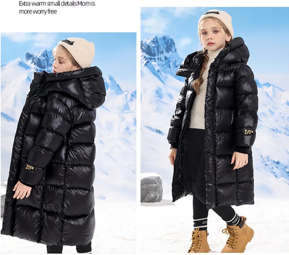 Niños Niñas Chaqueta Larga De Otoño E Invierno De Plumón Niños Ligero Simple Al Aire Libre Suelto Esponjoso Engrosado Cálido A Prueba De Viento con Capucha Parka Abrigo
