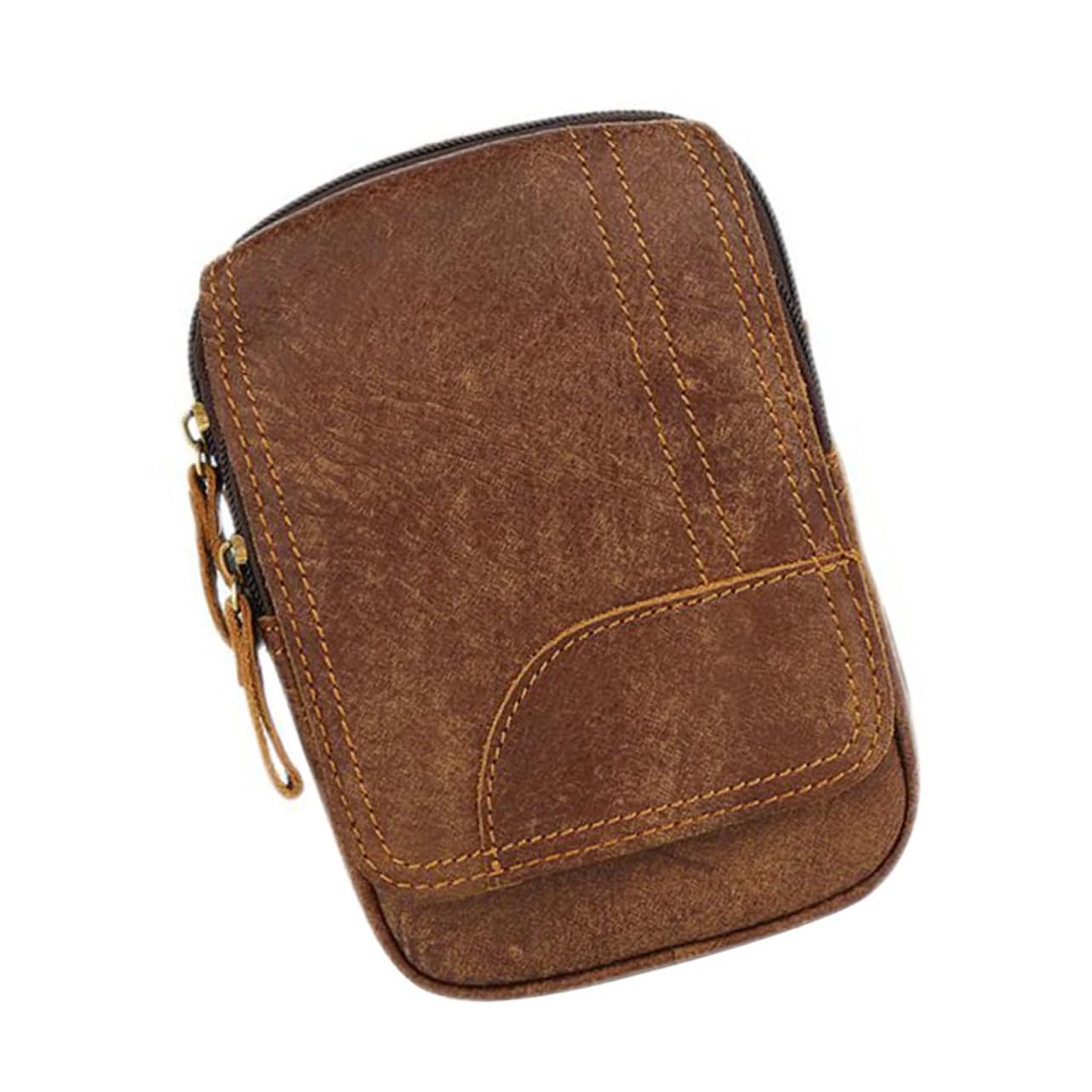 Riñonera de Cuero Marrón para Exteriores, Estilo Retro Sencillo