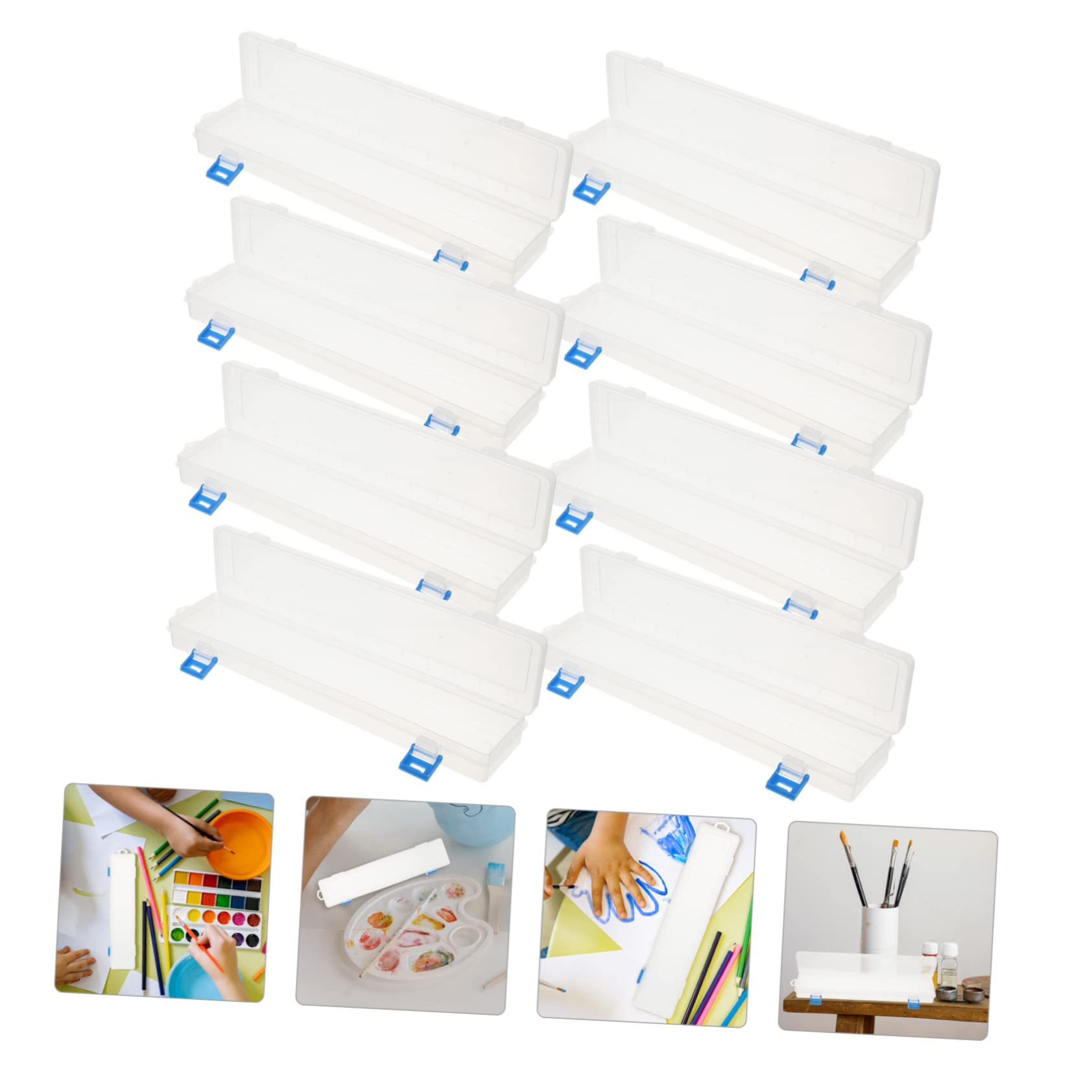 VILLCASE Wasserpinsel Etui Kunststoff 8 Stück Transparent Multifunktionale Aufbewahrungsbox für Aquarellstifte Pinsel und Zeichenstifte Geeignet für Schüler und Lehrer zur Organisierten