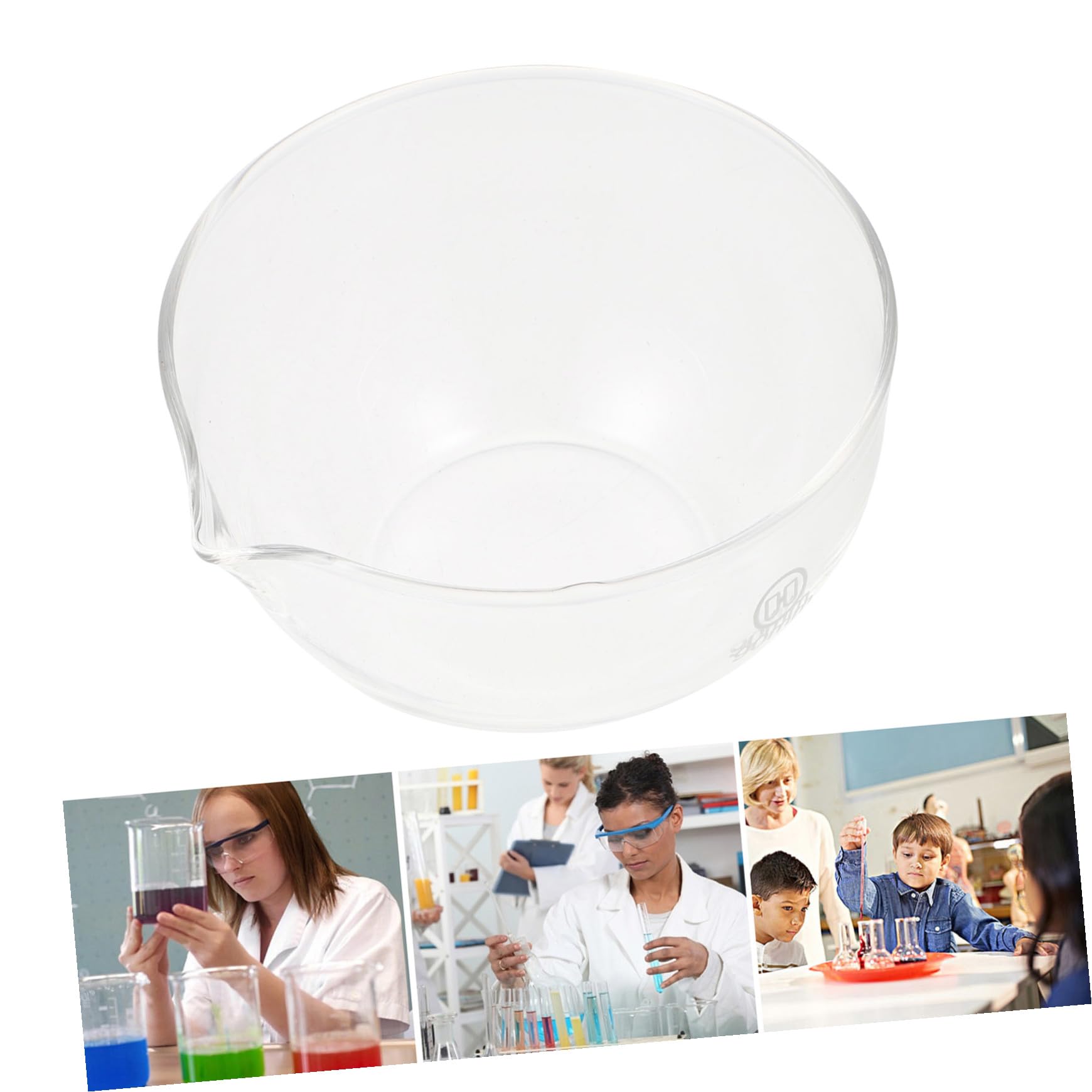 Holibanna Plat de Cristallisation Verre Résistant Haute Température avec Bec Bol Rond Évaporation Multi-usage pour Laboratoire et Cuisine