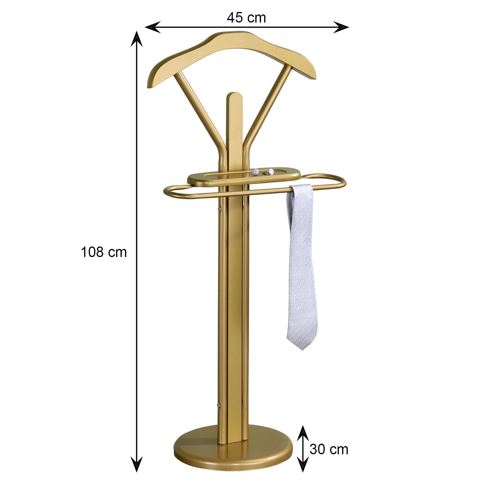 IDIMEX Valet de Chambre Fabio chevalet de Nuit Portant pour vêtements, Structure en métal laqué Couleur Or