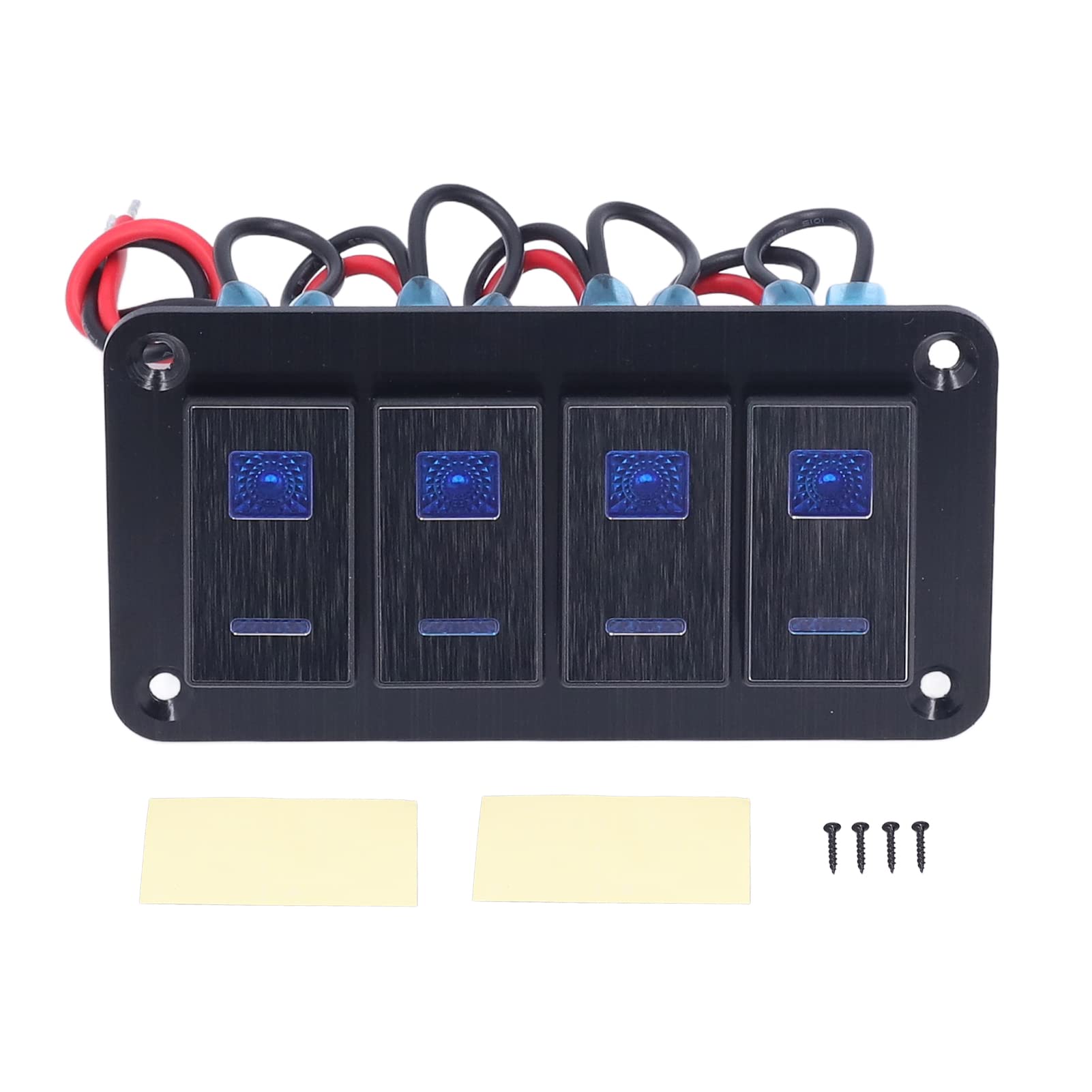 Pannello interruttori a bilanciere nero a 4 gruppi Interruttore a levetta impermeabile IP65 con retroilluminazione a LED Modifica barca a motore DC12‑24V