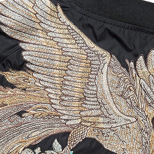 Image of XYXIONGMAO Phoenix Hand Embroidery Personality Japanese hip hop streetwear windbreaker Flight Black Bomber Tactical Jacket