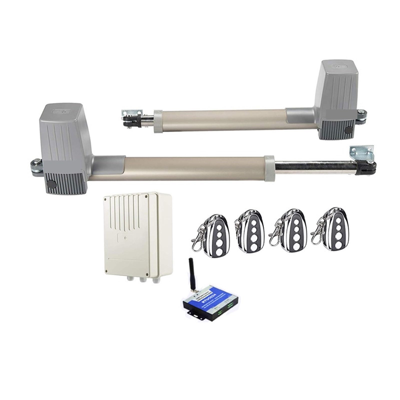 Automatic Gate Opener, DC 300KG 2.5Meter Double Arm Solar Gate Actuator Auto Swing Door Operator Electric 24vdc Opener(Kit10 3G Version)