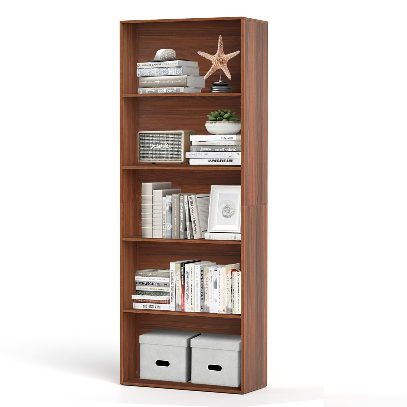 Amazon.com: DORTALA Bookcase 5-Shelf Multi-Functional Modern Wood