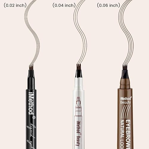 Miniatura 8 de iMethod Pluma de cejas  Lápiz de tatuaje de cejas mejorado, maquillaje de cejas, de larga duración, impermeable y a prueba de manchas, negro y marrón
