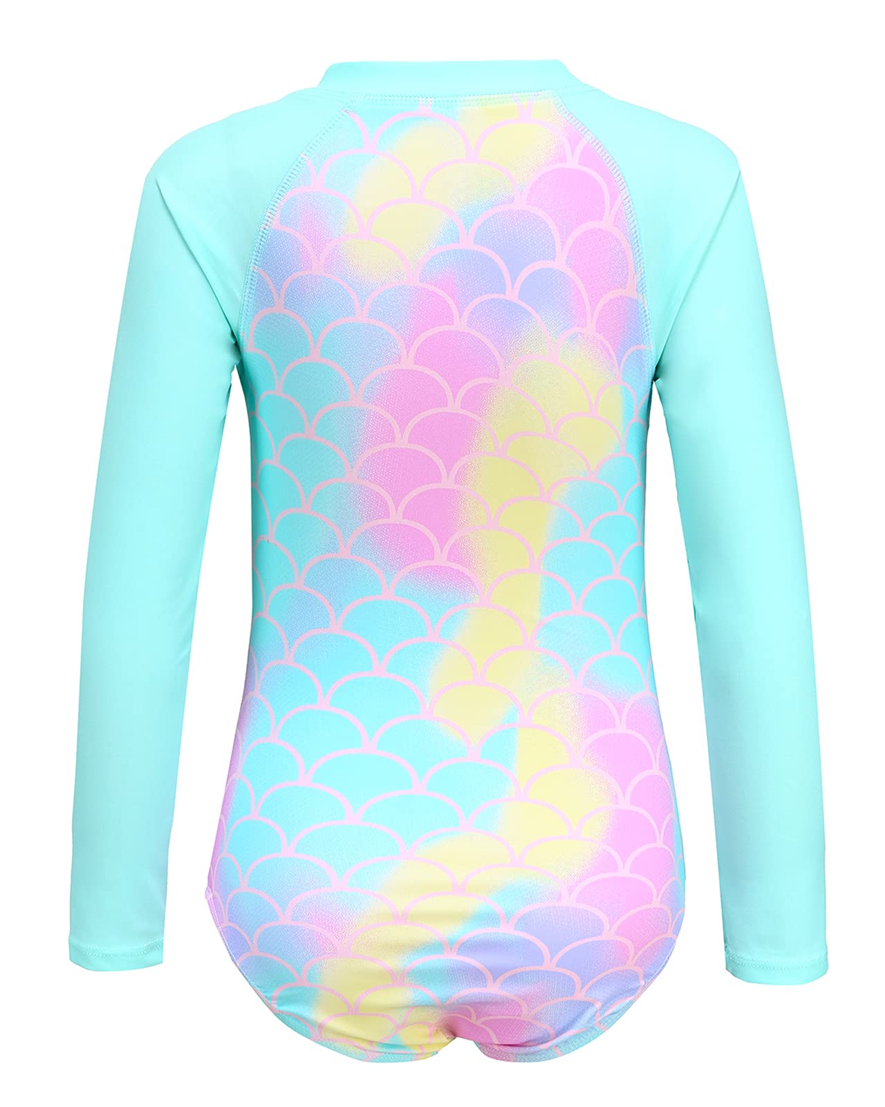 Aisyee Maillot de Bain Fille Manches Longues Rashguard Maillot de Bain pour Surf Natation Séchage Rapide 3-16 Ans