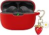 Funda para estuche de JBL Vibe Beam/JBL Vibe 200TWS con llavero de fresa lindo, silicona suave protectora con margarita para audífonos JBL Vibe 200TWS y JBL Vibe Beam, estuche de carga rojo 1
