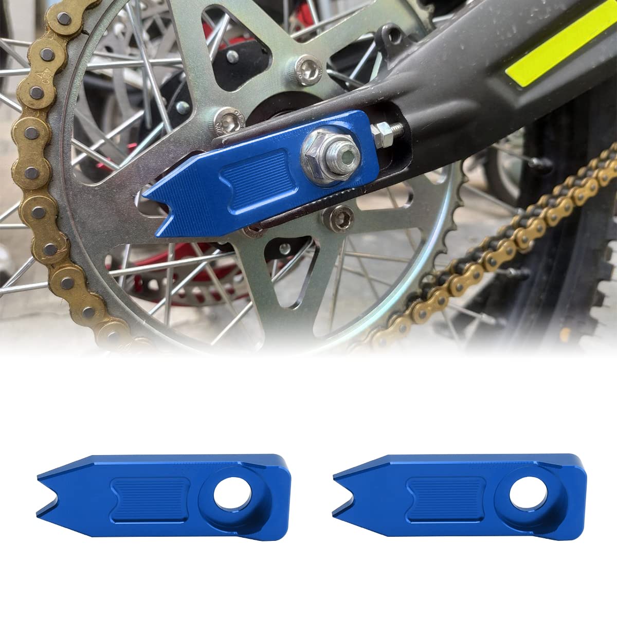 URLWALL Chain Adjuster Tensioner for Sur Ron X Light Bee Segway X260 X160, 2PCS 6061 Billet Aluminum Chain Alxe Adjuster, Chain Accessories Replacement for Sur Ron Segway Dirtbike Powersport (Blue)