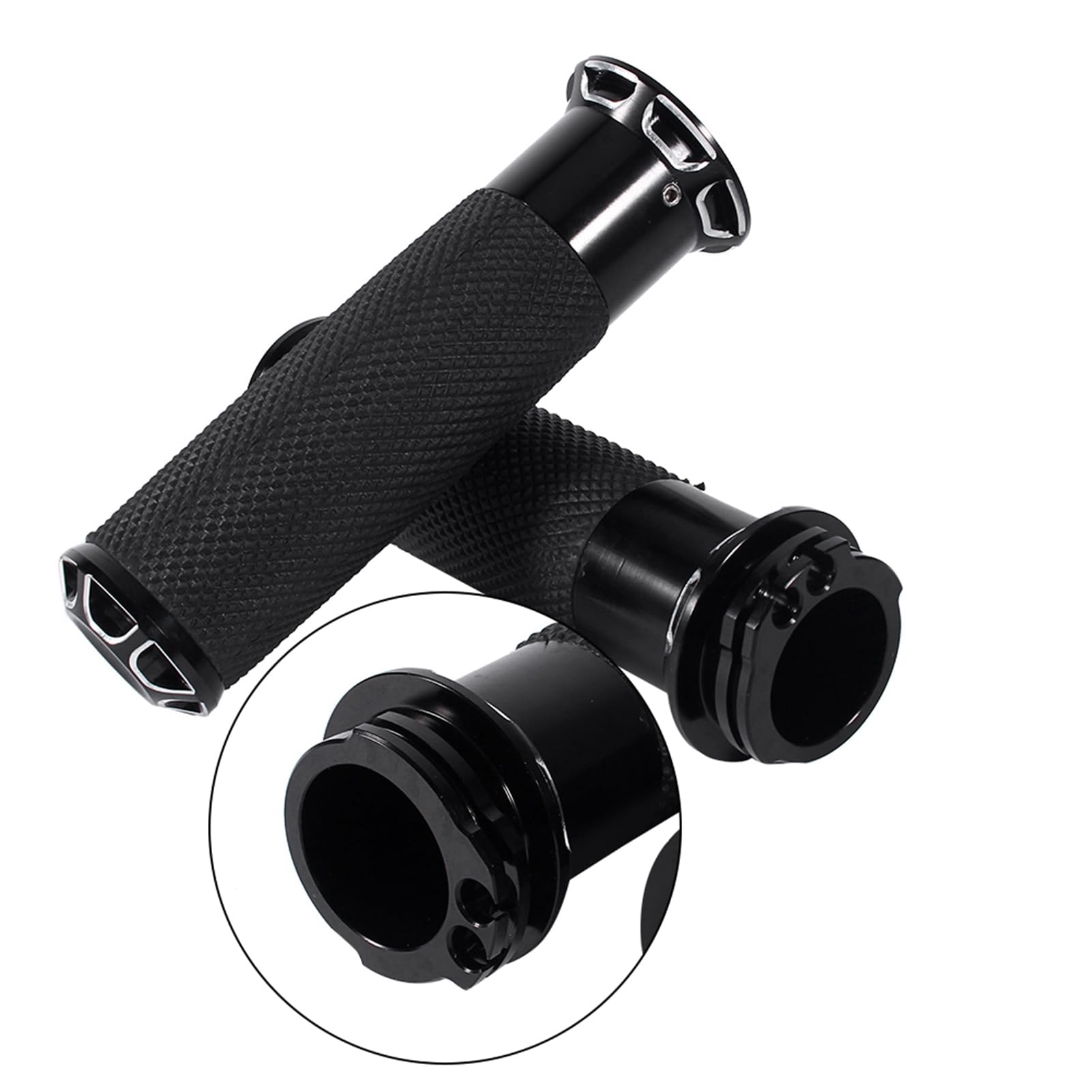 Coppia Manopole Per Scooter In Gomma Nera Con Terminale Manubrio - Foto 3