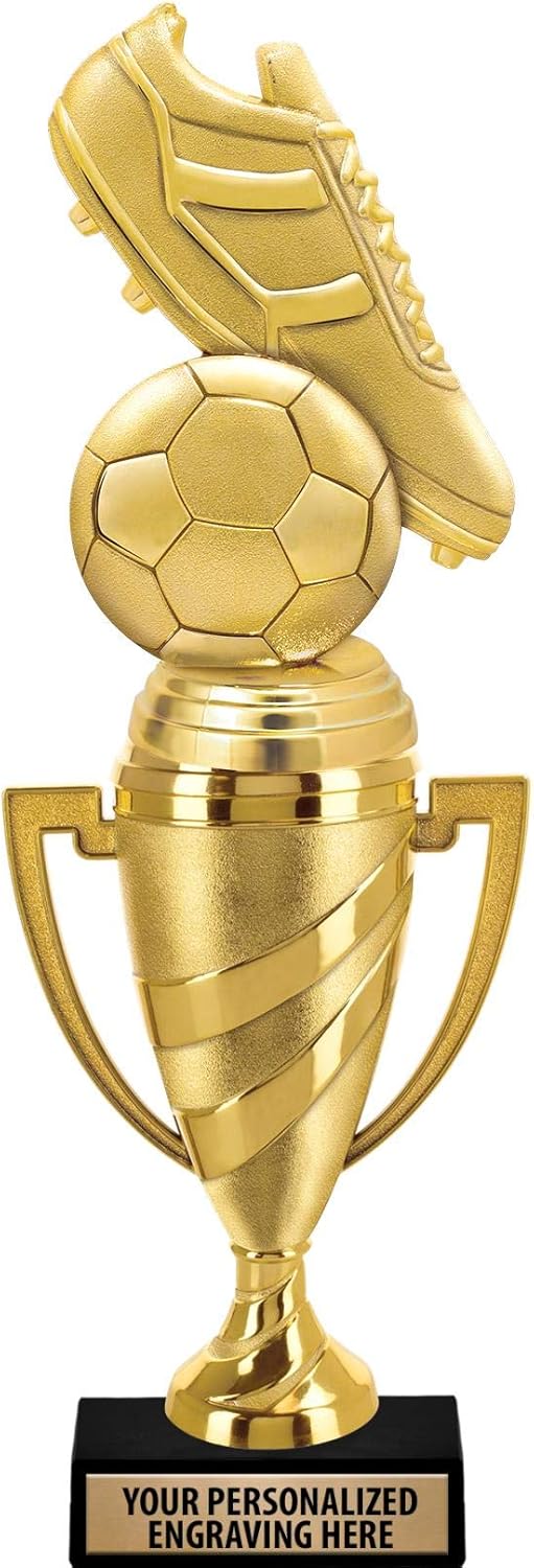 Crown Awards Soccer Trophy, 14" Gold Cup Soccer Team Trophies with Free Personalization