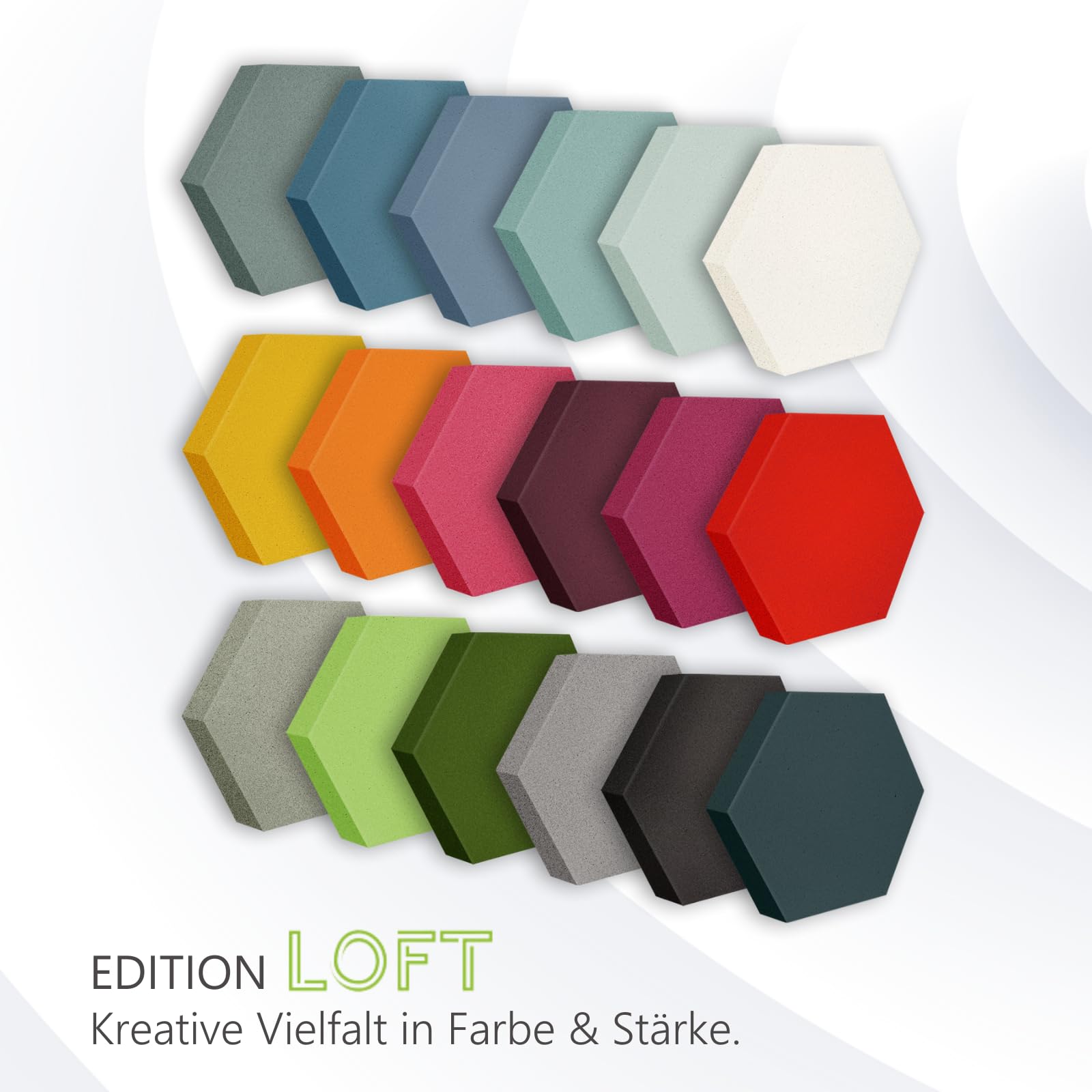 platino24 LOFT Honeycomb Schallabsorber – 9er Set – Wand & Decke – 4 Farben