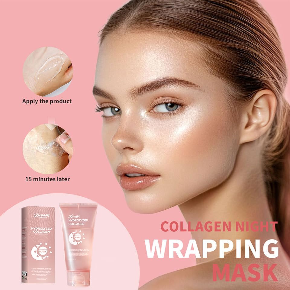 2 Pcs Collagen Night Wrapping Mask, Hydration Elasticity Firming Skin Deep Facial Treatment Bio Collagen Sleeping Mask. - Image 6