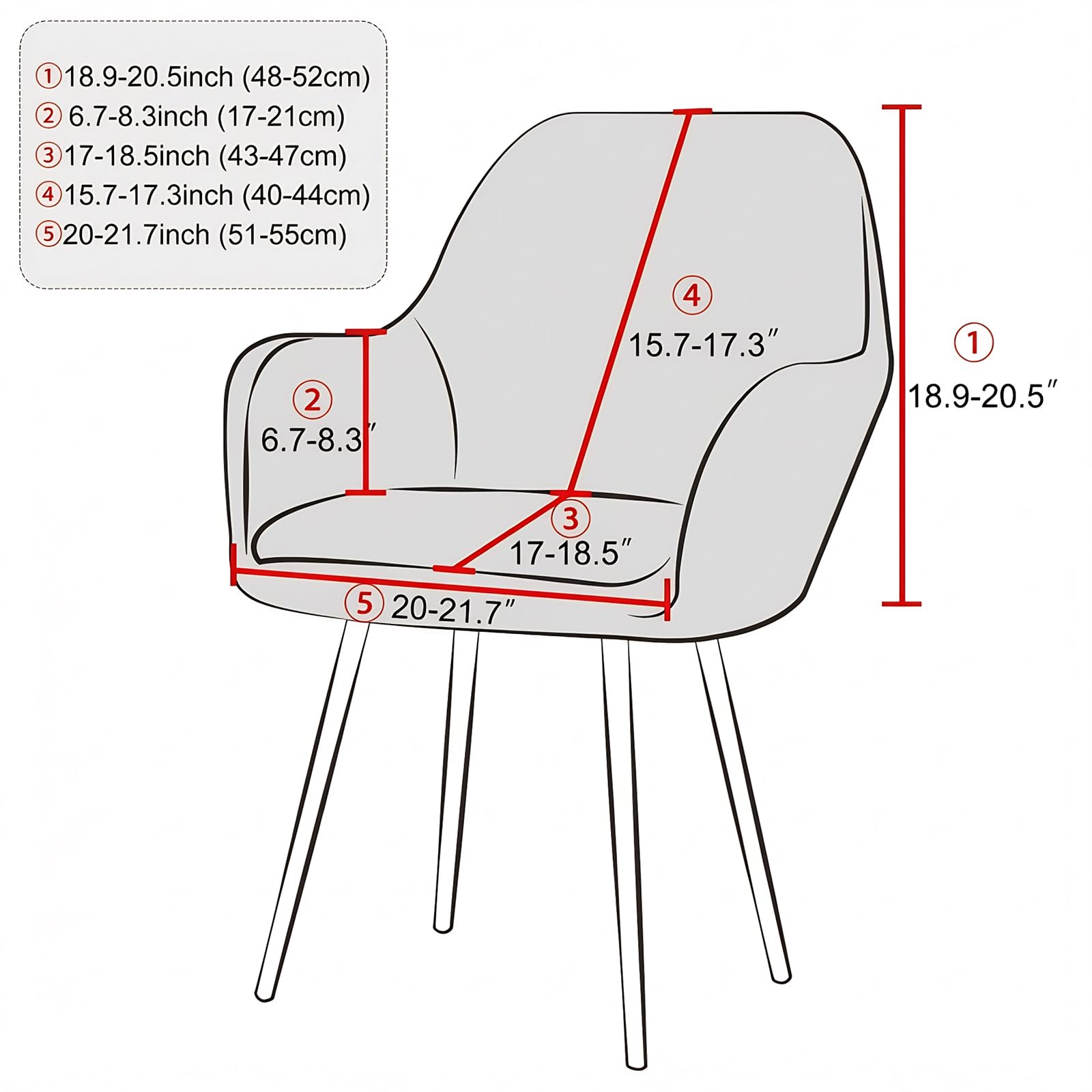 Esszimmerstuhlhussen mit gebogener Rückenlehne und Armlehnen, Stretch Spx Schonbezüge für Barhocker, Reu Leaf für Büro, Küche, Par & Hotel (Set mit 4 Sle 6)