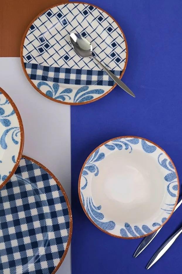 Elegancki 24-częściowy serwis obiadowy, 100% porcelana, w zestawie talerze do serwowania, miski i talerze deserowe, można myć w zmywarce i używać w kuchence mikrofalowej