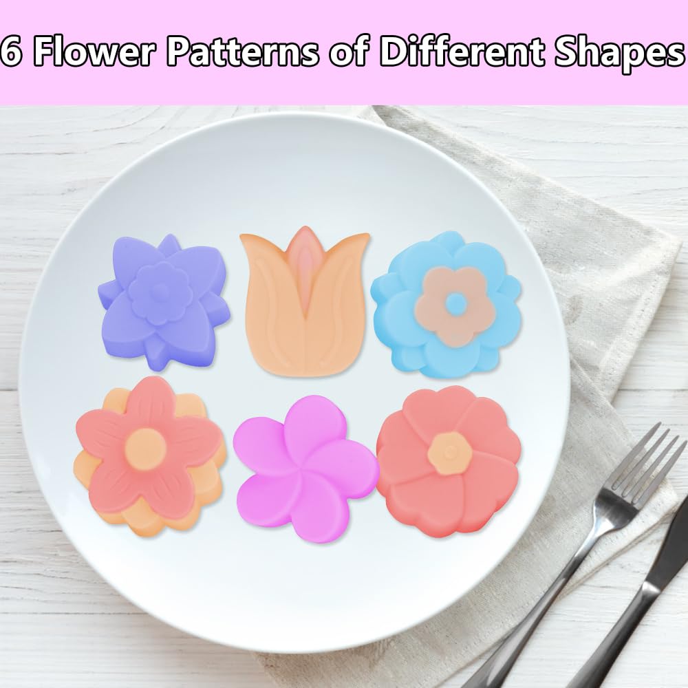 2 paquetes de moldes de silicona de 6 cavidades para flores surtidas, moldes de jabón de flores de silicona mixtos, moldes de jabón para manualidades, chocolate, galletas, pasteles, magdalenas,