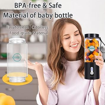 Portable Blender for Smoothies and Shakes, USB-C Rechargeable Personal Blender with 6 Stainless Steel Blades, Mini Juicer BPA Free, Portable Juicer for Kitchen Gyms Office Travel Outgoing
