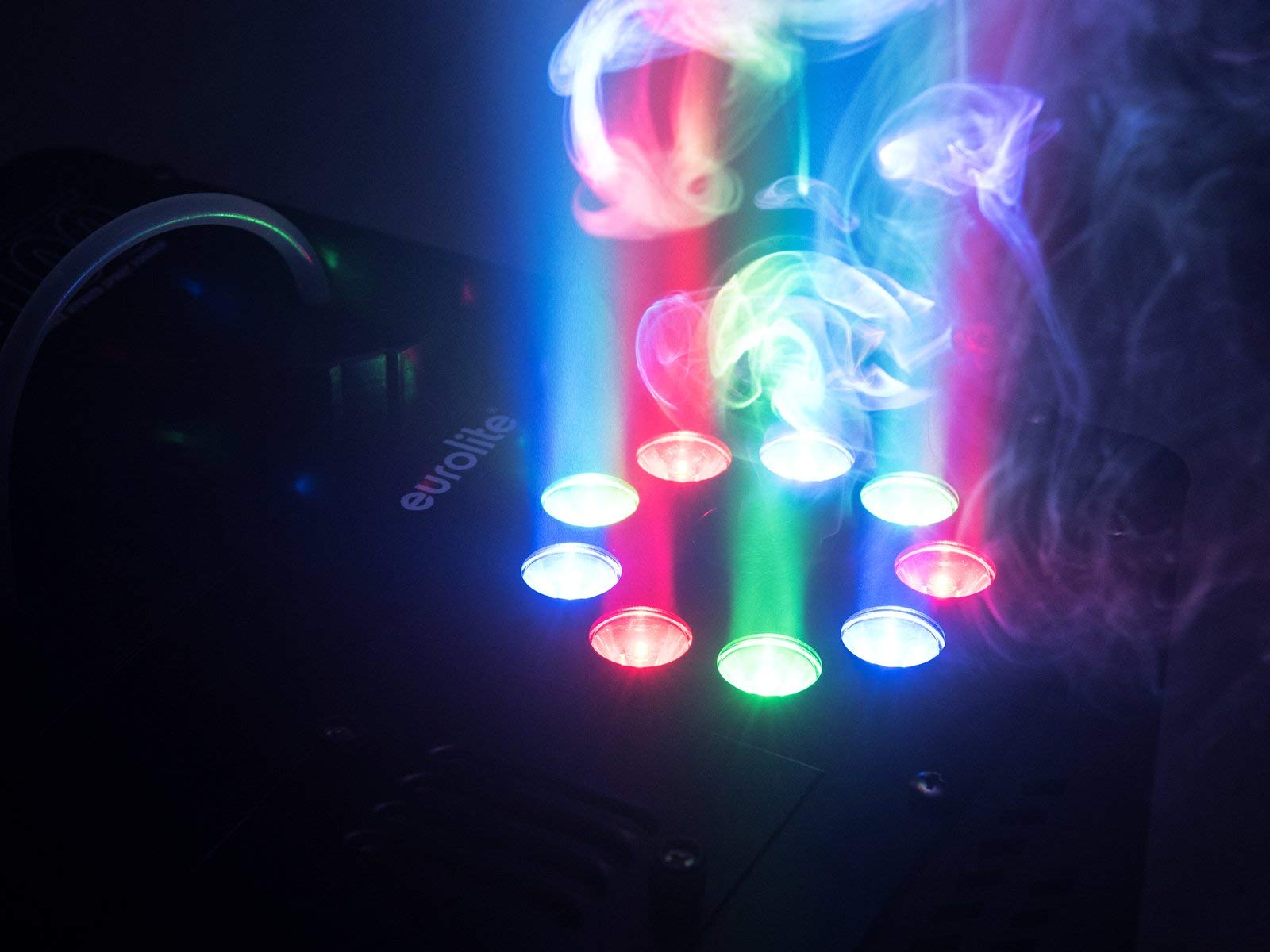 EUROLITE NSF-100 LED DMX Hybrid Spray Fogger | DMX-Nebelmaschine mit 850 Watt, LED-Beleuchtung, senkrechtem Ausstoß