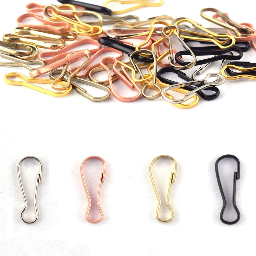 Mini Push Gate Snap Hook Metal Craft Clip Spring Hook Quick Link Clips Keychain Jewelry for Bag Chain 4 colors 100 pcs (Gold)
