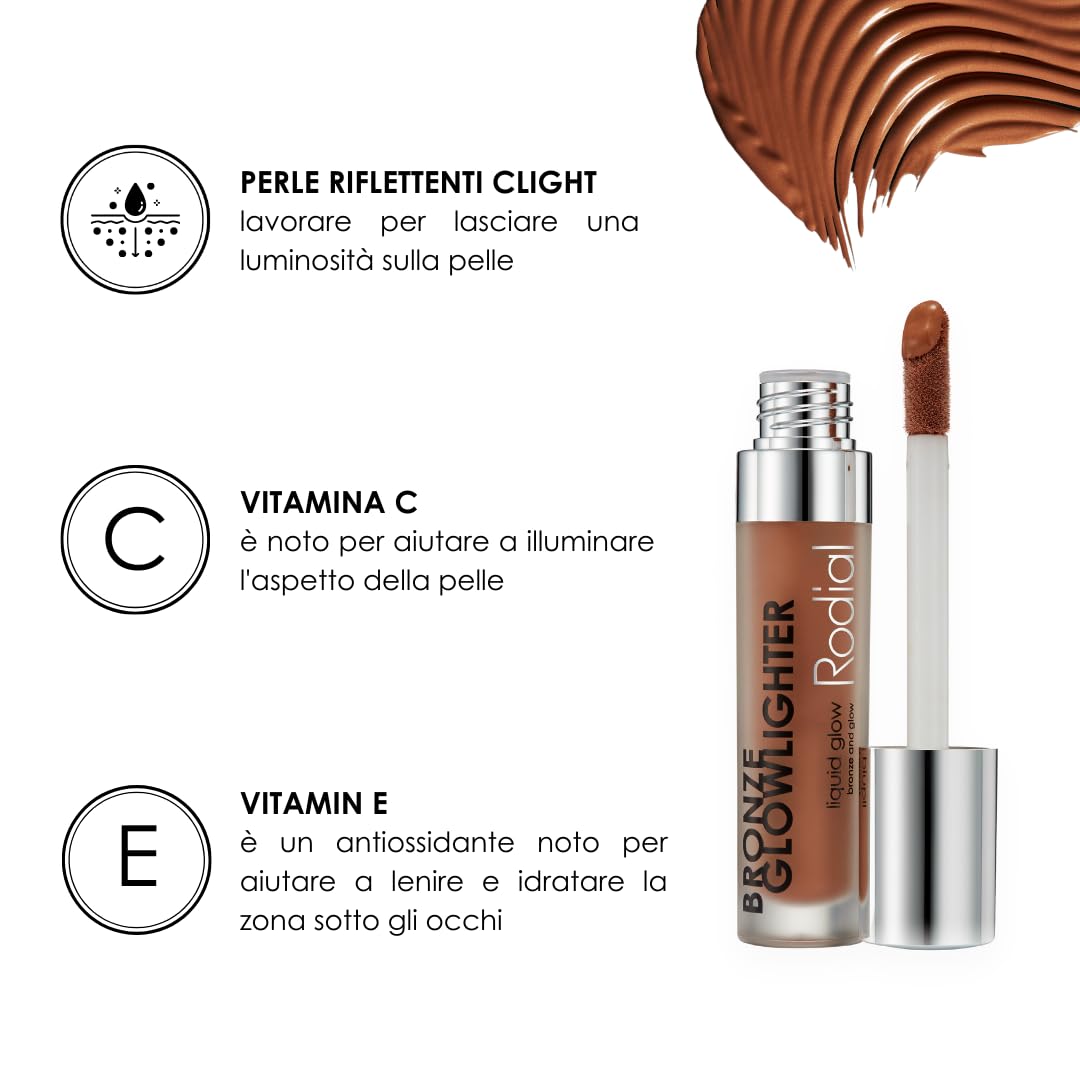 Rodial Bronze Glowlighter 6.1 ml - Bronzer in Crema per una Luminosità Istantanea della Pelle, Bronzer Liquido Idratante con Vit E e Vit B per Contorni e per l'intero Colorito, Pigmenti Bronzanti