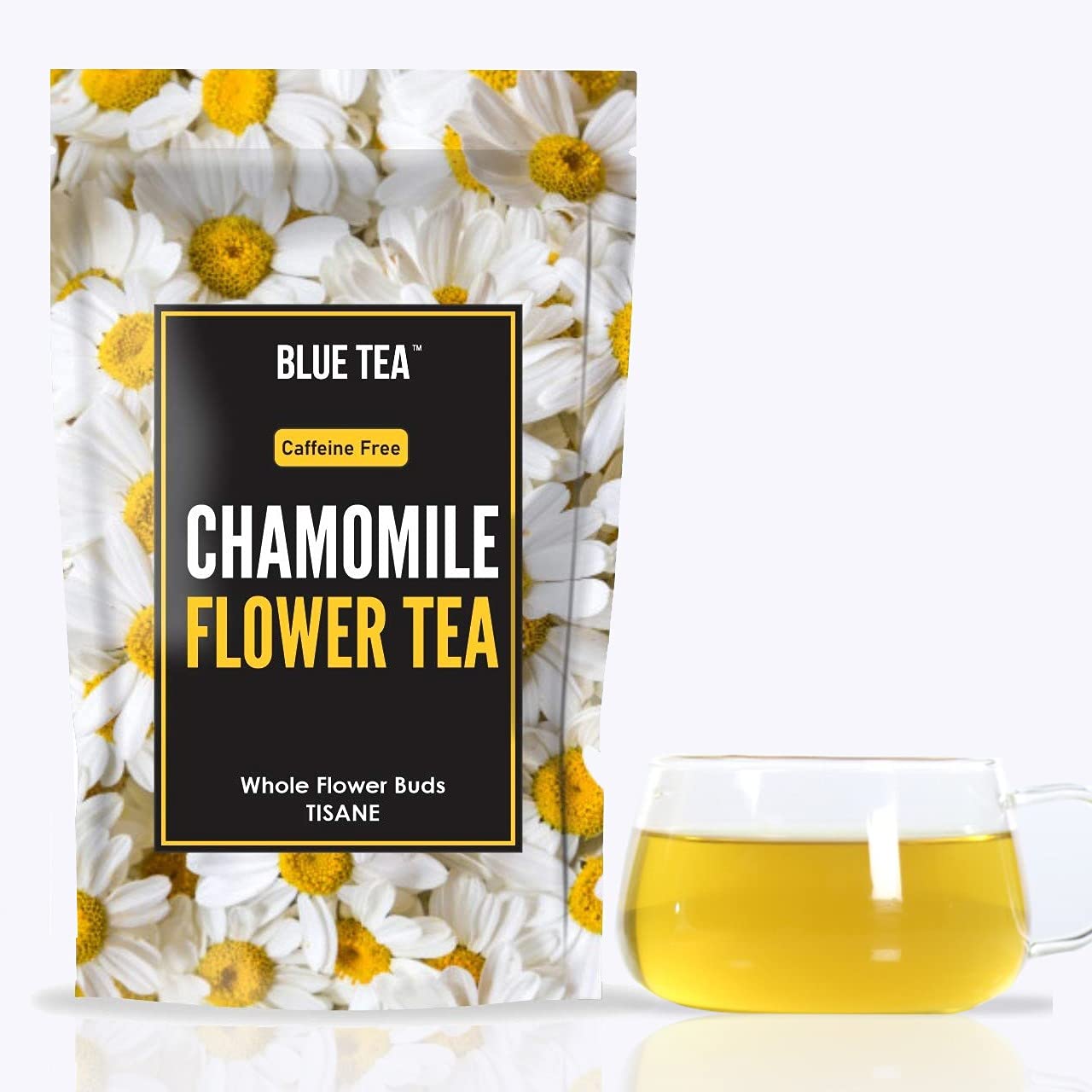 BLUE TEAChamomile Tea For Sleep - 50 gm (50+ Cups) | SLEEP & RELAXATION | Herbal Tea - Caffeine Free - Flower Based - Non-Bitter - Non-Bitter | Featured in Shark Tank | Zipper Pack