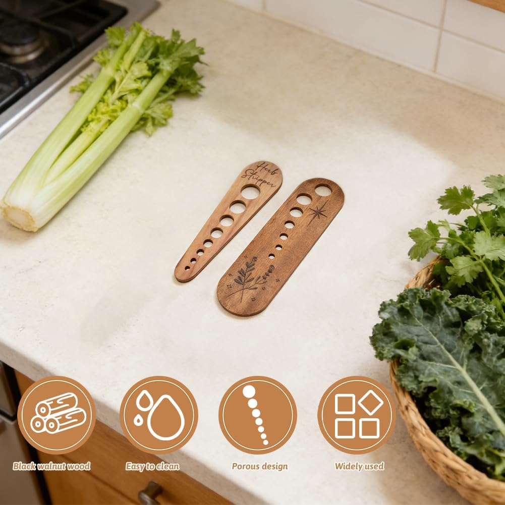 2-Piece Wooden Herb Stripper Set, 7 And 8 Hole Leaf Separators image 5
