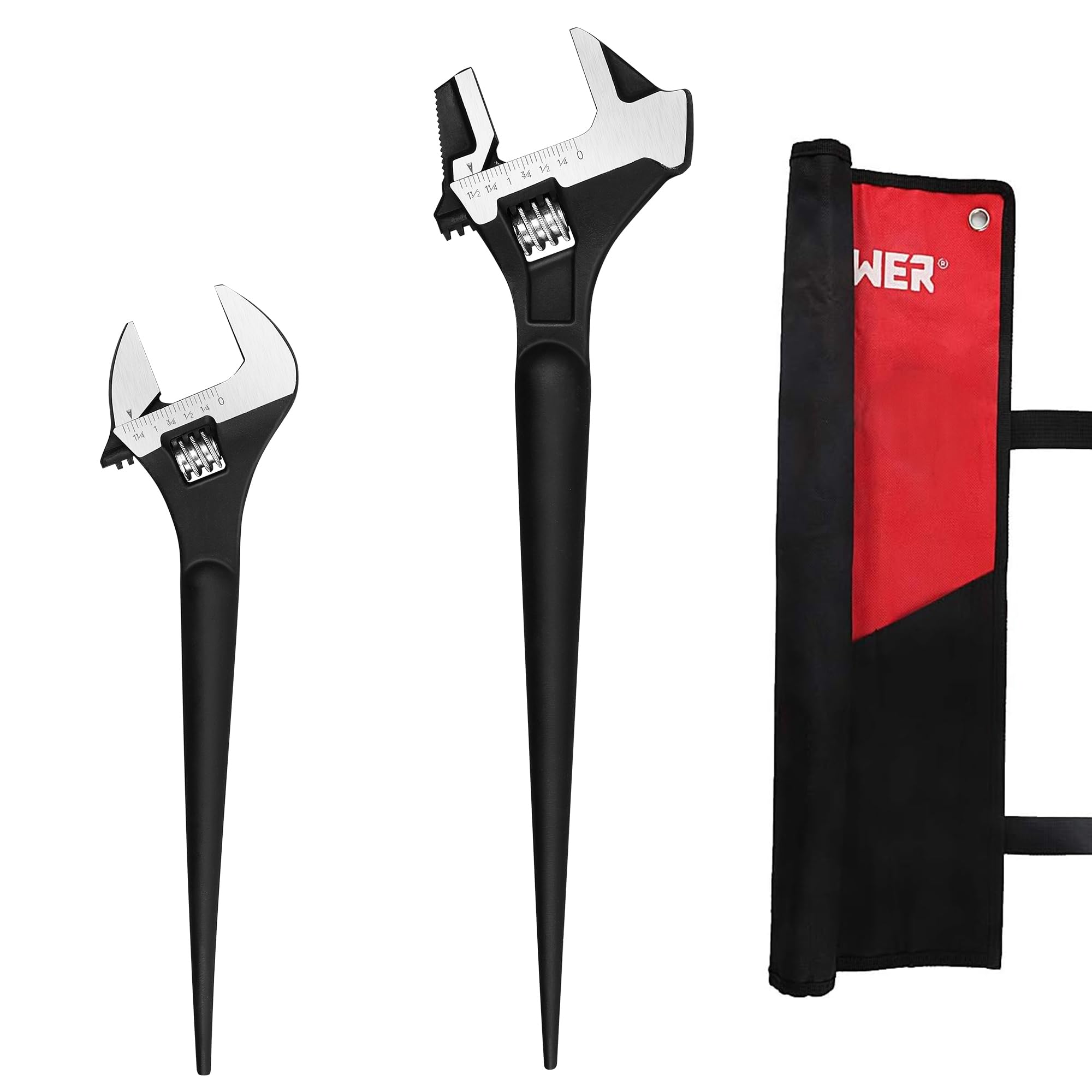 MaxPower Set di Chiavi Inglesi Regolabili, Set da 2 Pezzi Chiavi a Rullino con Ampia Apertura - Chiave da 400mm con Testa a Martello e Chiave per Tubo (300mm e 400 mm)