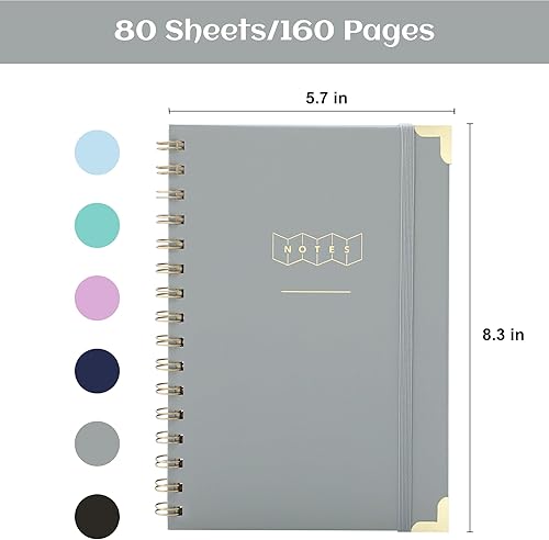 Miniatura 9 de Yoment Cuaderno de espiral rayado para el trabajo, 160 páginas, cuaderno en espiral de tapa dura, tamaño A5, cuaderno pequeño en espiral de 5 x 7