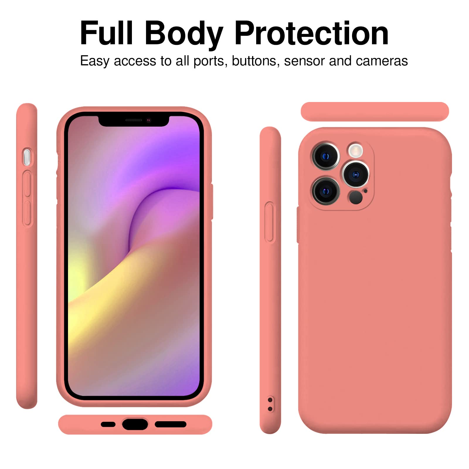 AICEK Compatibile con Apple iPhone 12 Cover, 360 Gradi Full Body Custodia per iPhone 12 Bumper Case Cover e Pellicola Schermo Protettivo Screen Protector Antiurto Nero