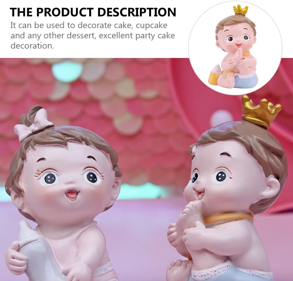 DOITOOL Baby Doll Cake Ornament 3.14X1.96X1.57In Cute Figurine Cake Decoration for Birthday Party Cupcakes and Desserts Safe Edible Topper