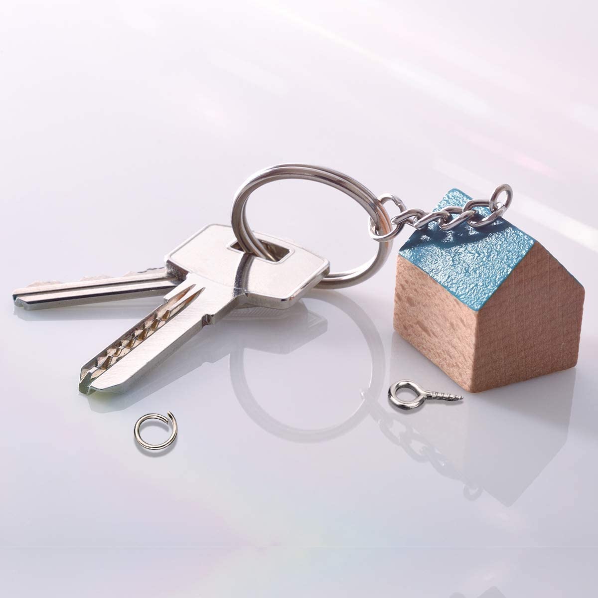 100 Pezzi Anello Portachiavi, d'argento Anelli aperti Diametro 25mm, Cerchio Portachiavi split con Vite Occhielli Ganci Adatto Usato per Key Chains