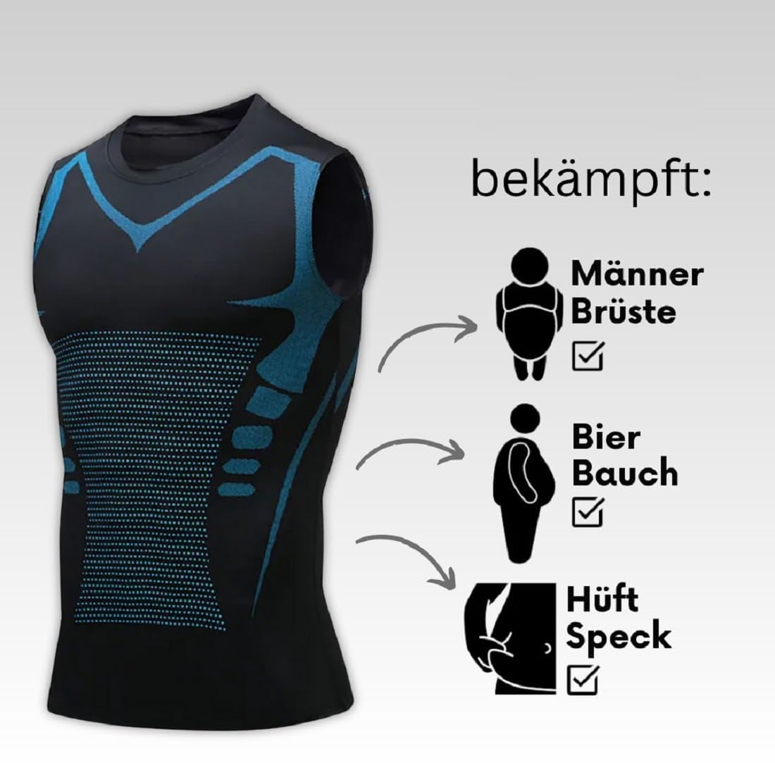 Duneva Vital Vest, Vital Vest Chaleco adelgazante, Vitalvest, Body Shaper Hombre Ionic Shaping Camiseta sin mangas