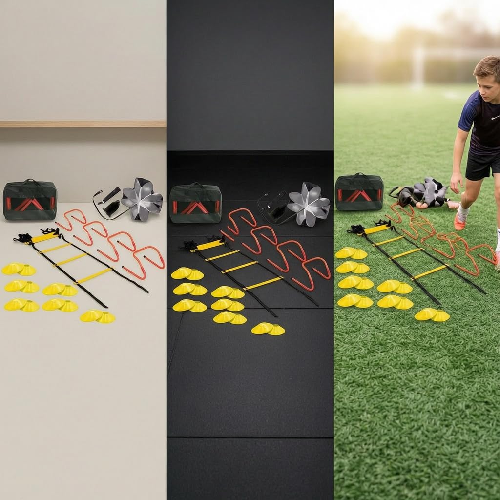 Homyl Set Agilità Calcio Allenamento, Set Portatile con Ostacoli Sportivi, per ragazzi, Set da 5 pezzi PLUS