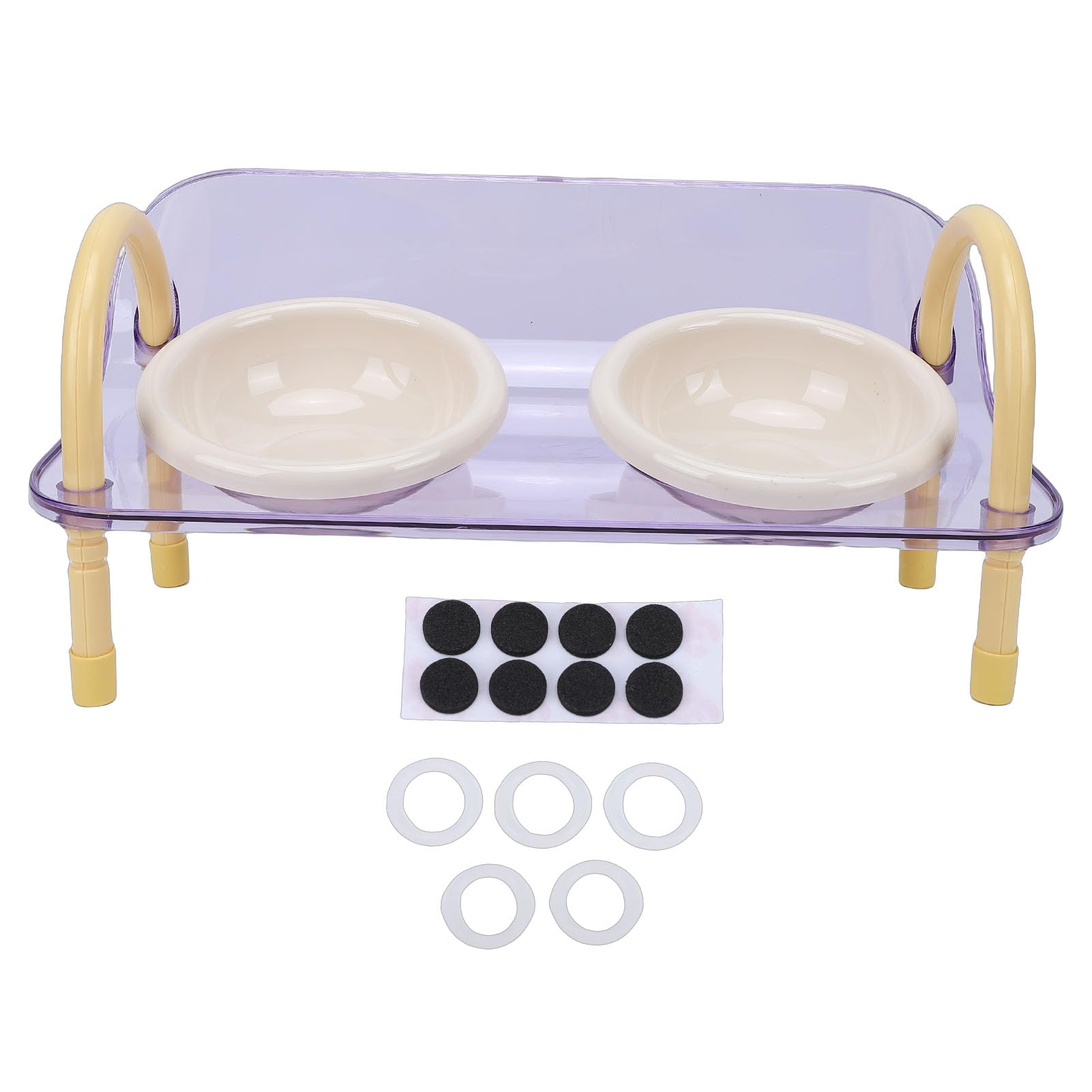 SIXRUN Cuencos para Perros Comedero Elevado para Mascotas Soporte de Cuenco Doble de Plástico 42,5x23 Cm Cuencos Elevados para Perros con Diseño Dual de Comida y Agua para Gatos y Alimentación en