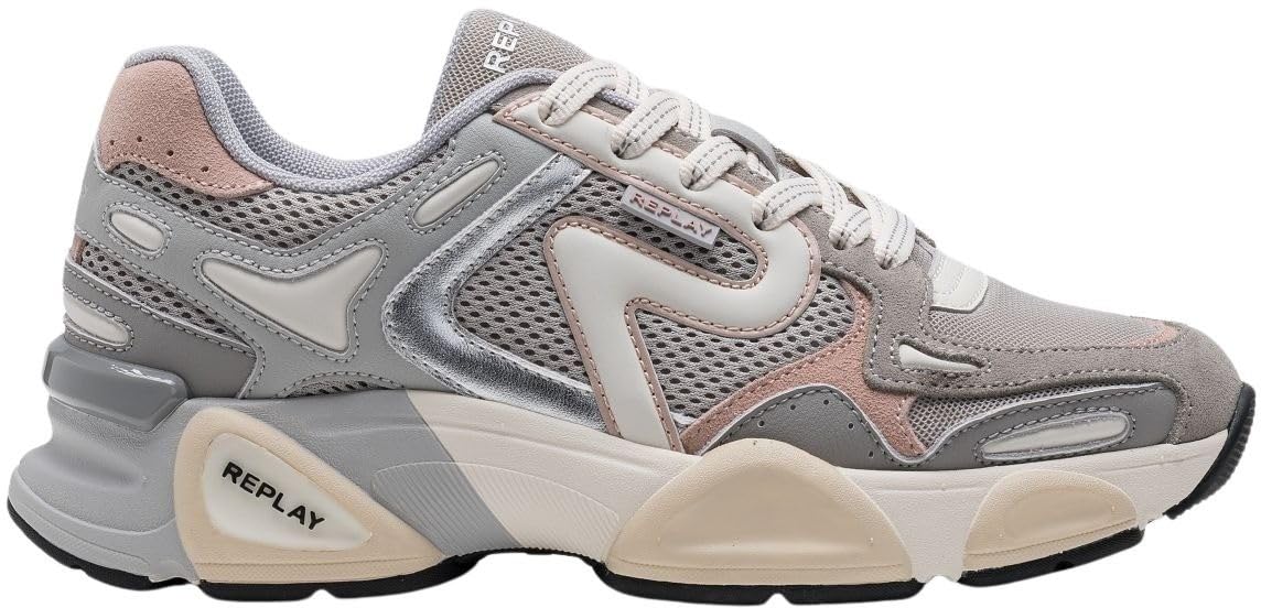 Replay Women's GWS9N Trainers, 3325 LT Grey LT Pink, 36 EU, 3325 Lt Grey Lt Pink, 4 UK