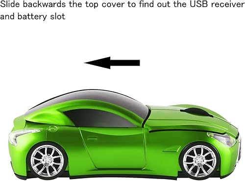 Miniatura 4 de Ratón USB inalámbrico con forma de coche deportivo de 2.4 GHz, ratón óptico portátil de 1600 DPI para computadora portátil, oficina, hogar