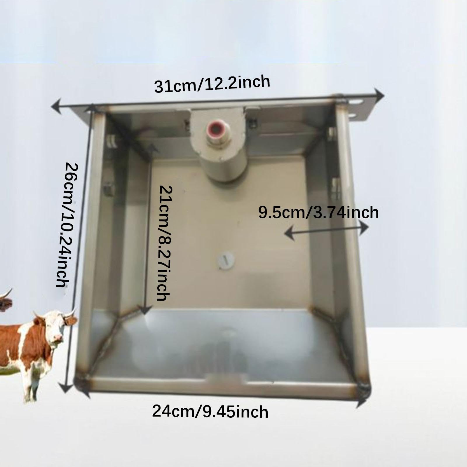 Bebedero Automático en Acero Inoxidable, Dispensador de Agua para Caballos, Perros y Ganado con Gran Capacidad, L 31cmx26cmx9.5cm