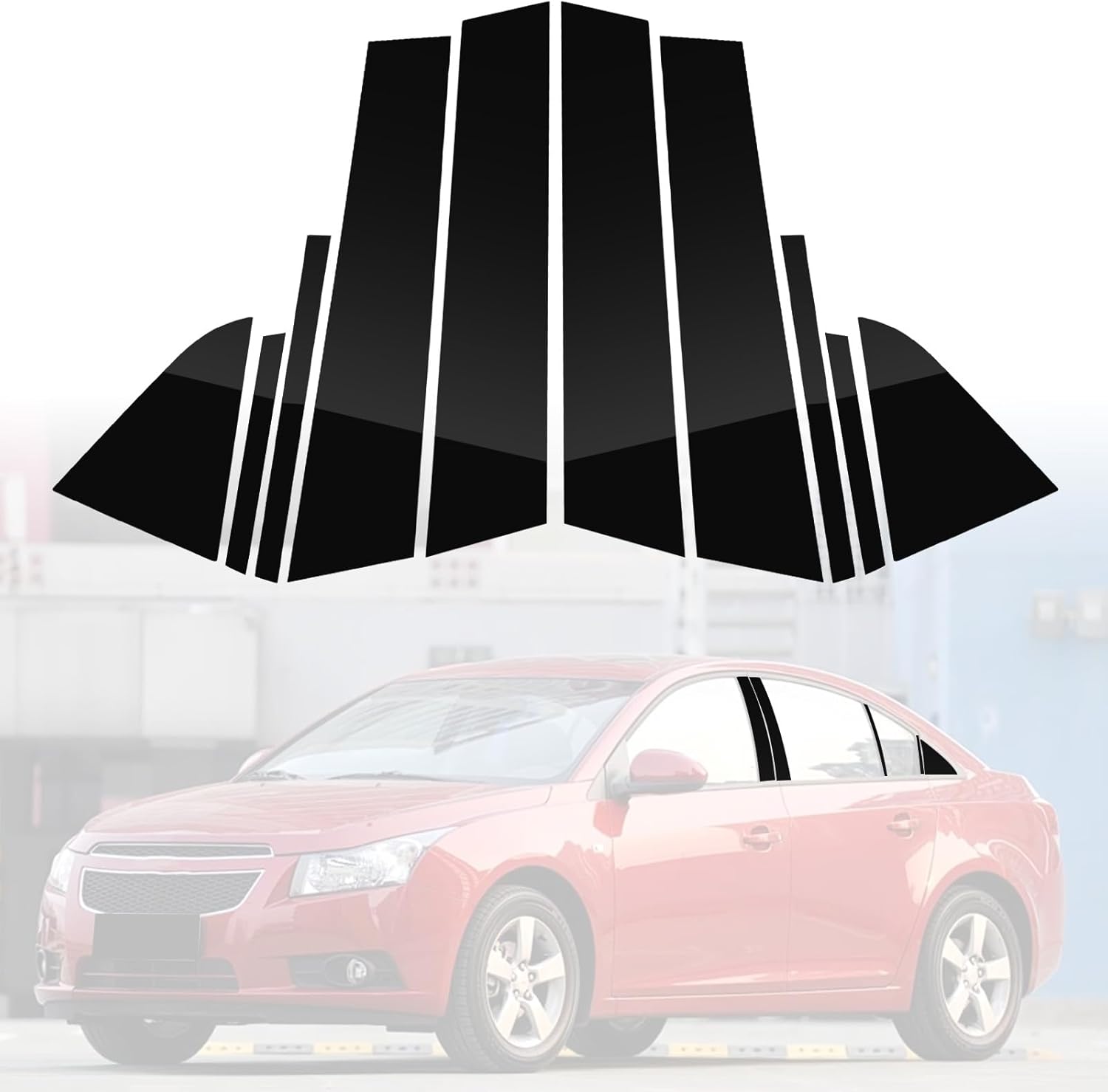 Window B+C Pillar Post Window Trim Kit Compatible with Chevrolet,Door Pillar Moldings Stickers Set Vinly Decal Decorative Sticker for Impala 2014-2020（Glossy Black）