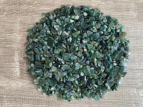 Image of GAF TREASURES 2 oz Lot Natural Semi Tumbled Gemstone Chips, Crushed Mini Crystals, Undrilled Crystal Chips (Moss Agate)