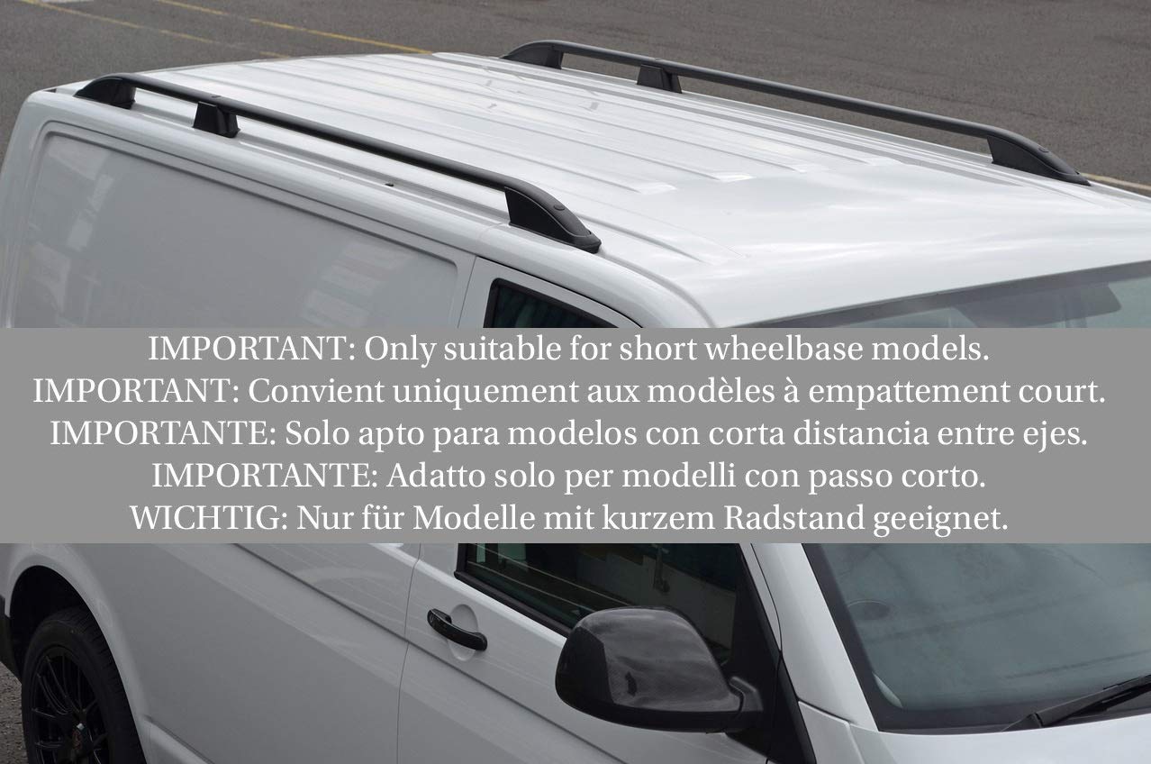 Black Roof Rack Side Bars For VW T5 Transporter L1H1 (2003-2015) - ALVM Parts - View #4
