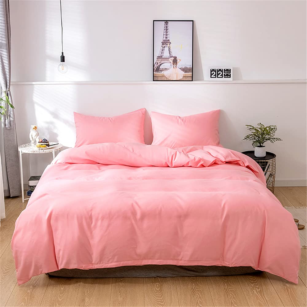 Oduo Juego de Ropa de Cama Color Sólido Moderno Sencillez Funda de Edredón - Microfibra Cómodas y Suaves Funda Nórdica con Cremallera y Fundas de Almohada (Rosado,180x210cm - 3 Piezas)