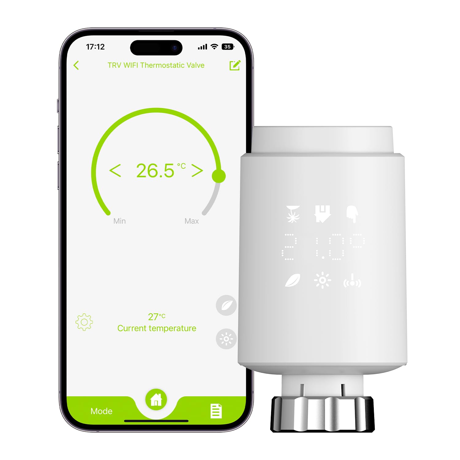 Termostato para Radiador (Válvula), Control WiFi Via Tuya/Smart Life, Compatible con Asistentes Alexa/Google, Instalación Sencilla