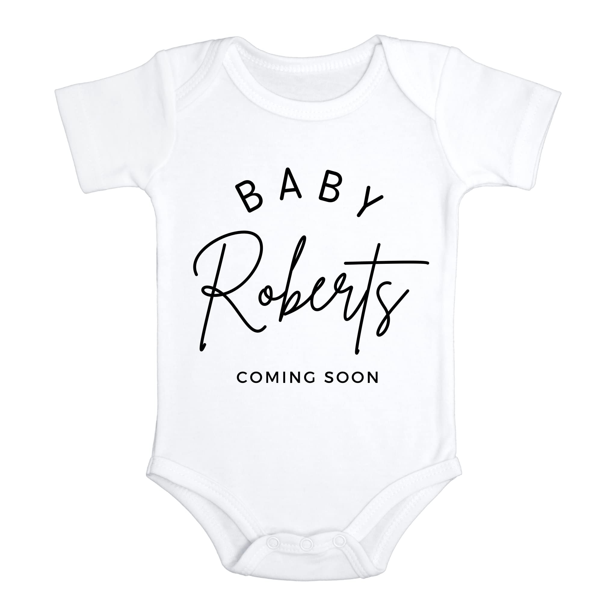 Big Newsies Custom Baby Pregnancy Announcement Bodysuit (White, 0-3 Months)
