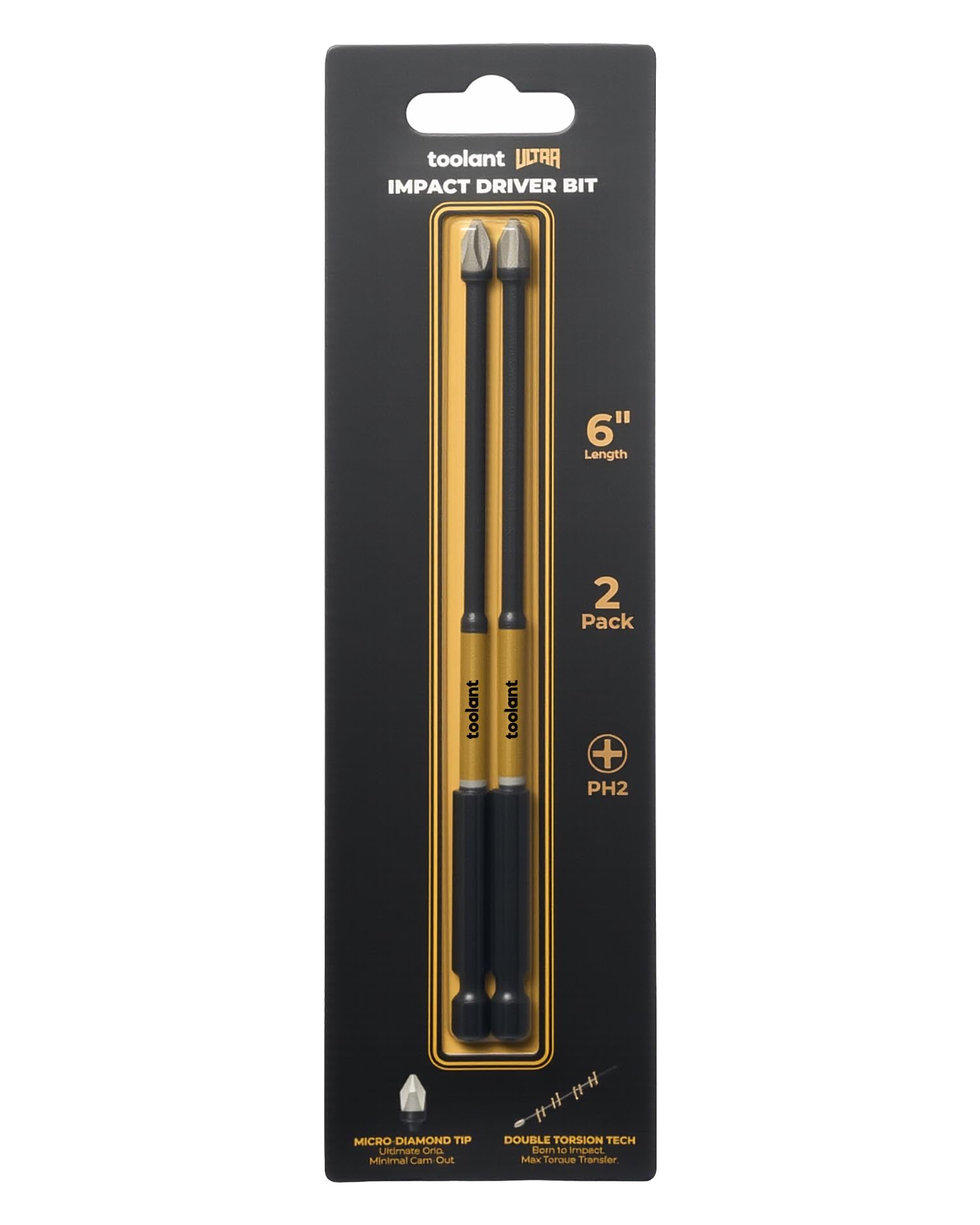toolant PH2 Phillips Impact Bit Set, 6 Inch, 2-Piece, Magnetic