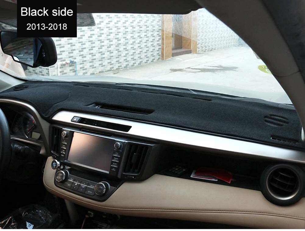 Auto Armaturenbrett Abdeckung Abdeckmatte für Toyota RAV4 XA40 2013 2014 2015 2016 2017 2018 Anti-Rutsch Armaturenbrett Matten Pad Sonnenschutz Interior Zubehör,Black Edge-Flannel