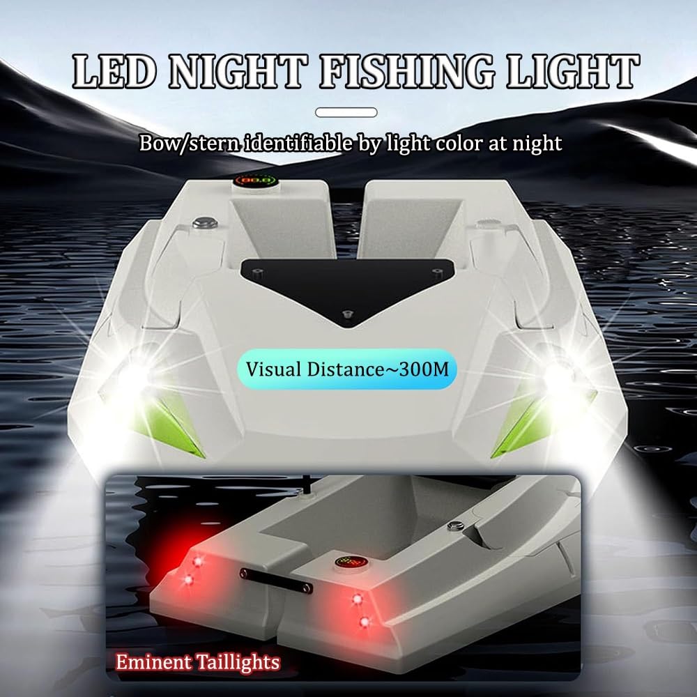 WYWY Barca Esca GPS D50B PRO - Posizionamento 100 Punti per Rilascio Esche, Amo da traina & Rete da Traino, con Luci Notturne, Controllo velocità, Carico 4.4 libbre