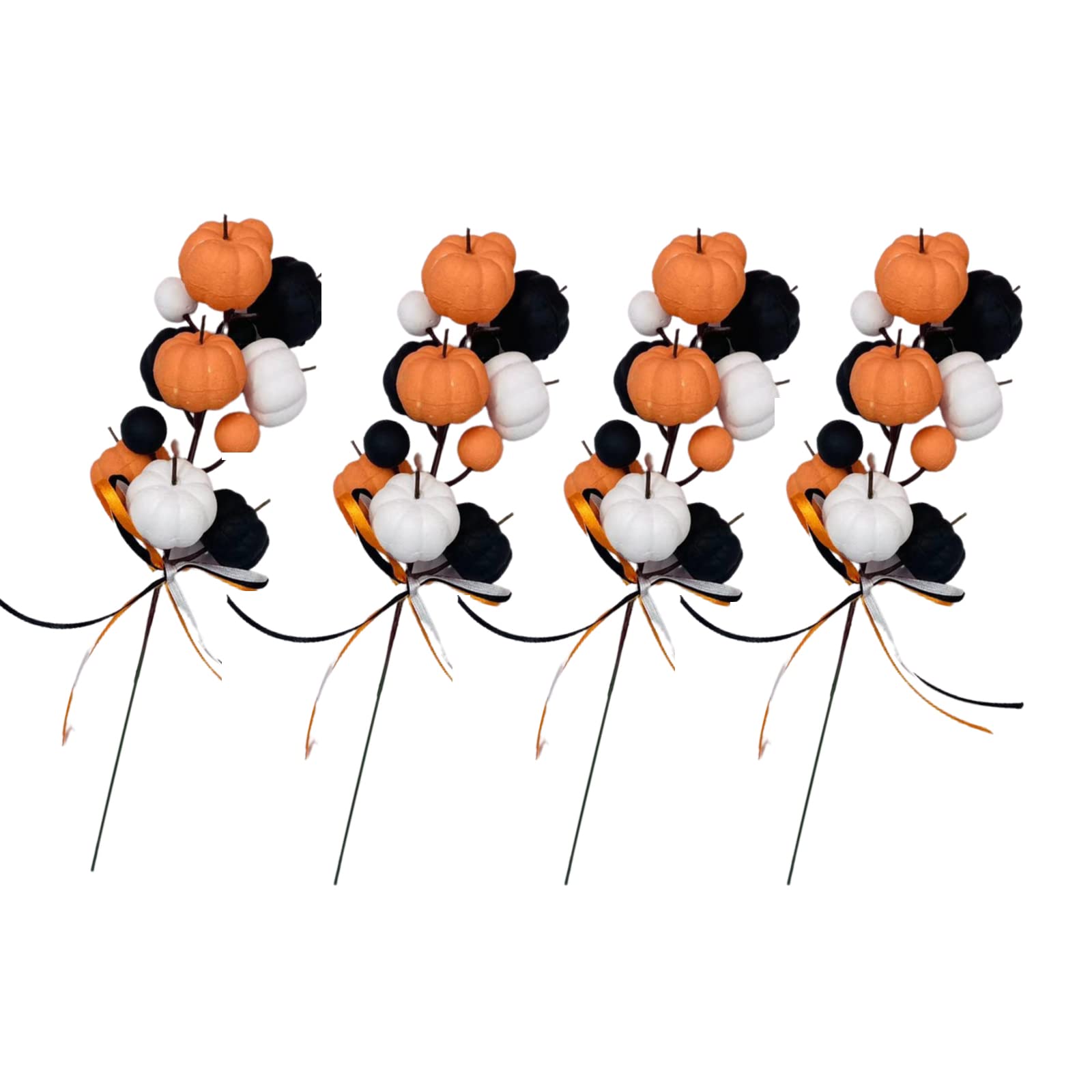 VKTY4 Pcs Artificial Pumpkin Branches Pumpkin Fall Stems for Vases Fake Pumpkin Twig Stem Pumpkin Twigs Bouquet for Fall Thanksgivings Halloween Harvest Festival Indoor Decoration,Assorted